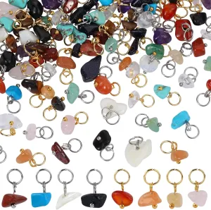 150Pcs 30 Styles Mixed Gemstone Nuggets Charms Stone Charms Crystal Pendants Bulk with 304 Stainless Steel Jump Ring for Necklace Earring Jewelry Making