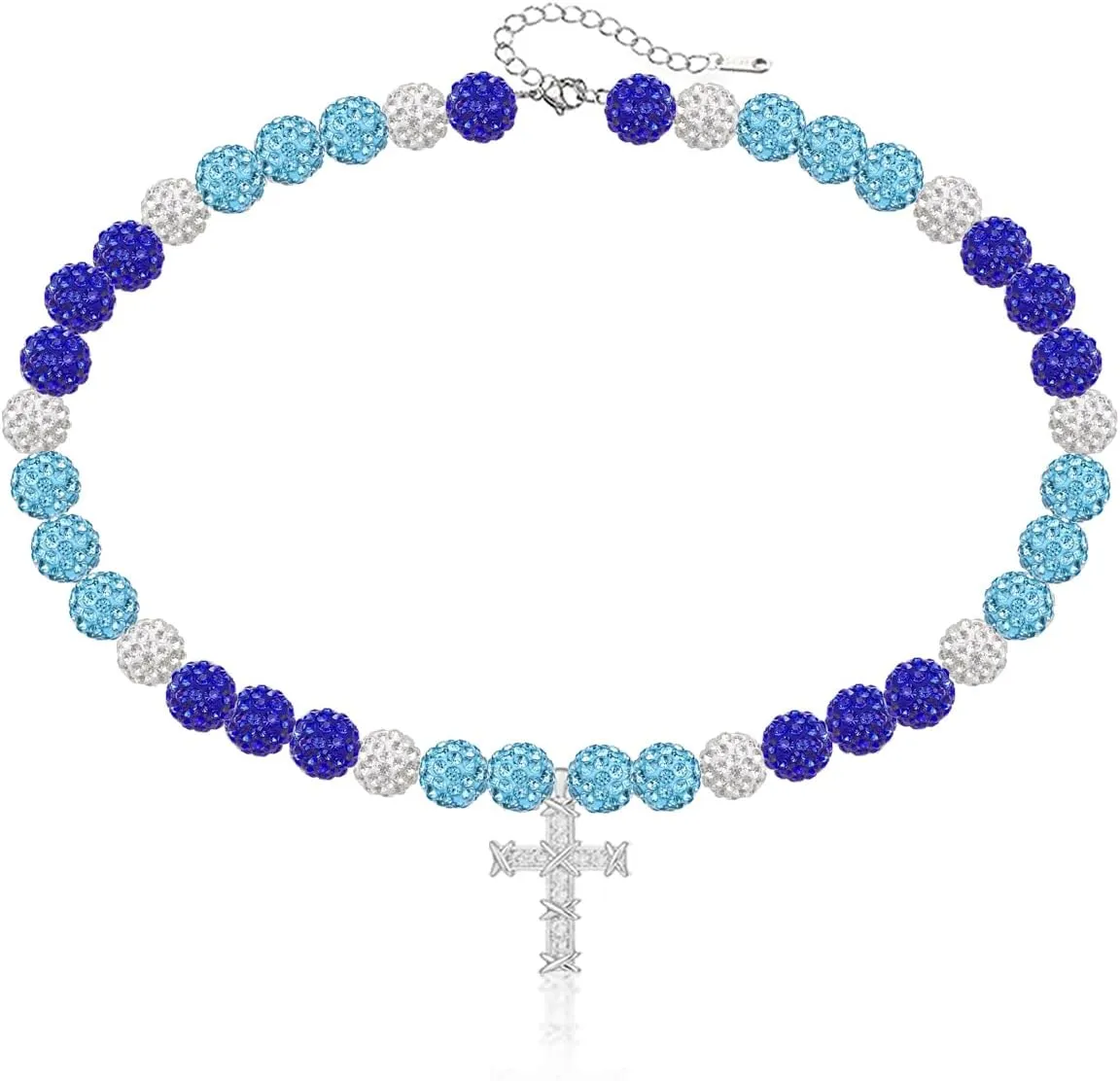 16-18 Inch Baseball Necklaces, Rhinestone Bead Necklace, Baseball Cross Necklace for Men, Adjustable Drip Necklaces, Athletic-Inspired Baseball Jewelry for Team Lovers Fans