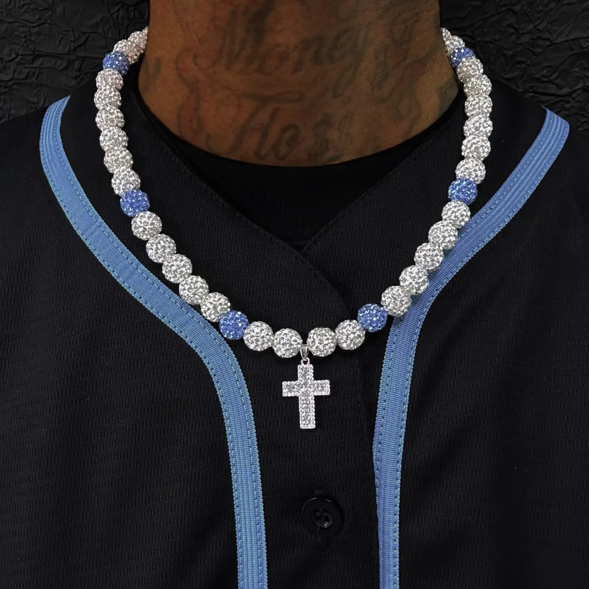 16 Inch Baseball Necklaces for Boys, 18-20 Inch Baseball Necklace, Rhinestone Baseball Bead Necklace, Baseball Cross Necklace for Men, Adjustable Baseball Drip Bling Necklace for Baseball Team Lovers