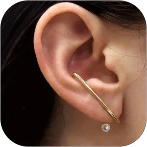 1Pairs Claw Earrings for Women Gold Cuff Earrings Minimalist Stud Earrings Gold Pearl Ear Cuff Earrings Hoop Huggie Earrings Statement Jewelry Gift for womens