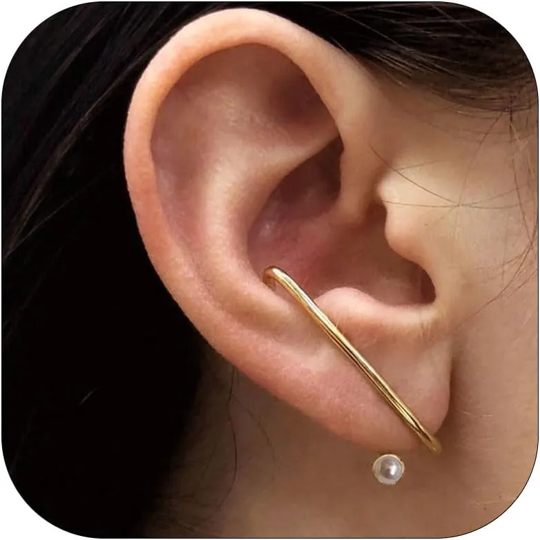 1Pairs Claw Earrings for Women Gold Cuff Earrings Minimalist Stud Earrings Gold Pearl Ear Cuff Earrings Hoop Huggie Earrings Statement Jewelry Gift for womens