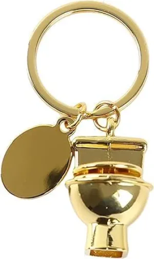 1Pc Gold Personality Creative Mini Toilet Shape Metal Keychain Simulation Toilet Car Key Pendant Decor Small in Size,Convenient to Carry,Charms,Arts,Beading and Jewelry Making,Crafts and Sewing