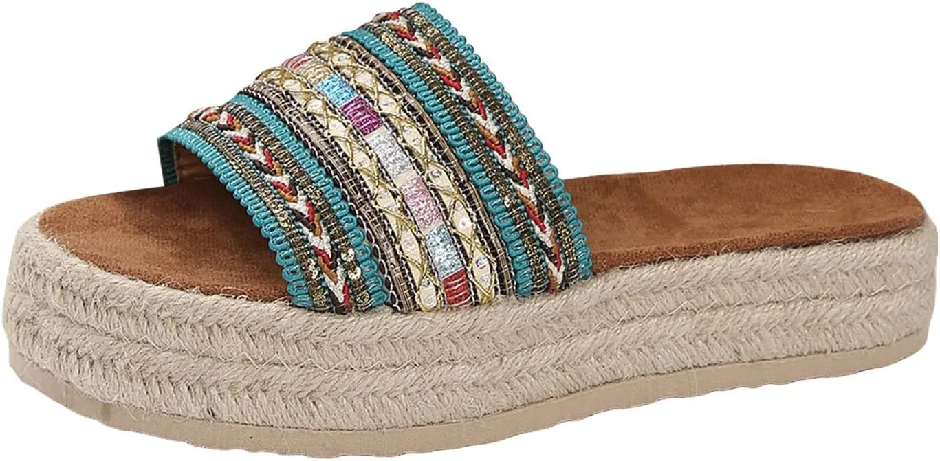 2025 Wedges Sandals for Women Breathable Indoor/Outdoor Mesh Espadrilles Platform Walking Footwear Summer Beach Vacation Slippers Fashion Comfortable Open Toe Soft Sole Wedge Heel Shoe