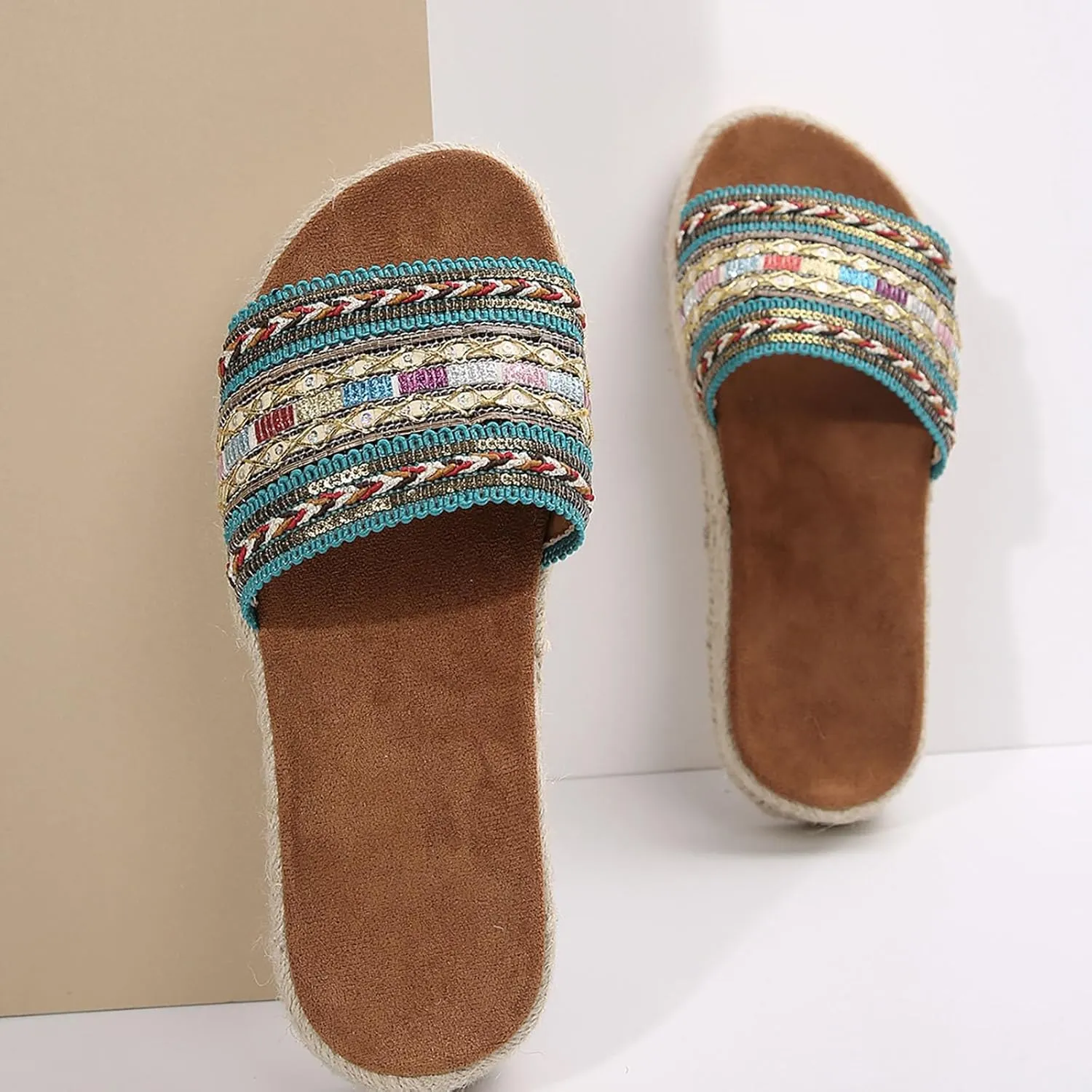 2025 Wedges Sandals for Women Breathable Indoor/Outdoor Mesh Espadrilles Platform Walking Footwear Summer Beach Vacation Slippers Fashion Comfortable Open Toe Soft Sole Wedge Heel Shoe