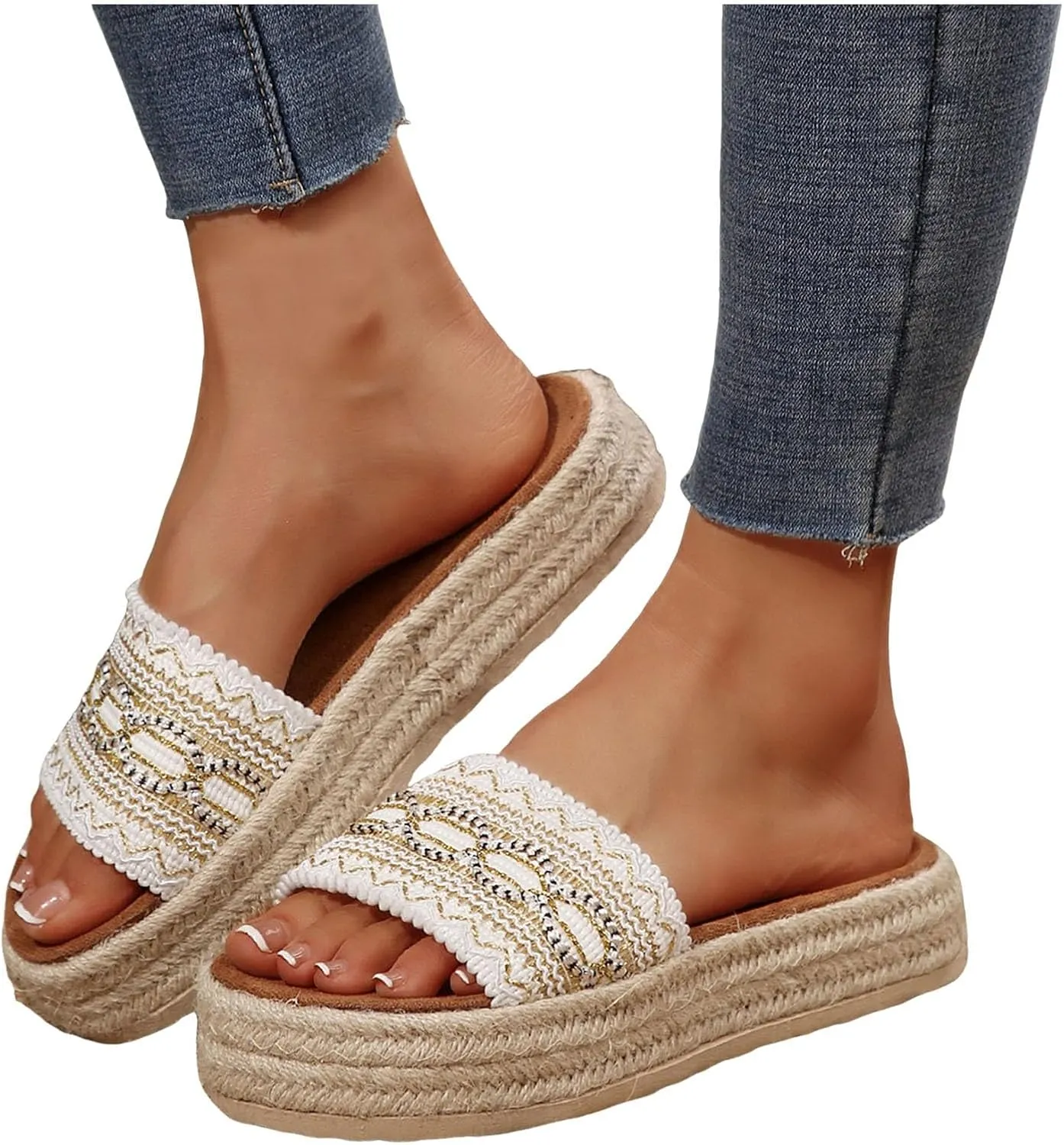 2025 Wedges Sandals for Women Breathable Indoor/Outdoor Mesh Espadrilles Platform Walking Footwear Summer Beach Vacation Slippers Fashion Comfortable Open Toe Soft Sole Wedge Heel Shoe