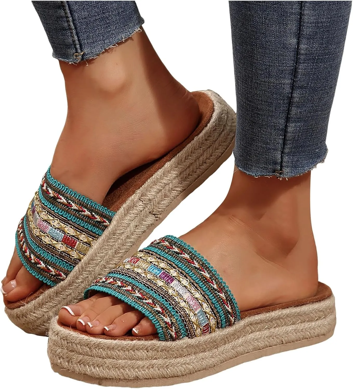 2025 Wedges Sandals for Women Breathable Indoor/Outdoor Mesh Espadrilles Platform Walking Footwear Summer Beach Vacation Slippers Fashion Comfortable Open Toe Soft Sole Wedge Heel Shoe