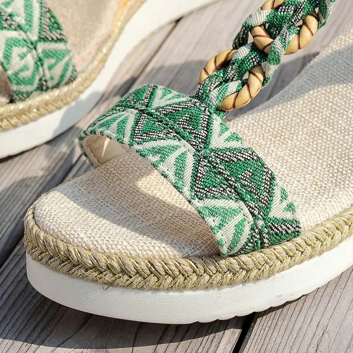2025 Women Wedges Sandals Fashion Bohemian Roman Espadrilles Platform Slippers with Ankle Strap Comfortable Ladies Dress Non-Slip Wedge Heel Shoe Summer Breathable Beach Vacation Walking Footwear