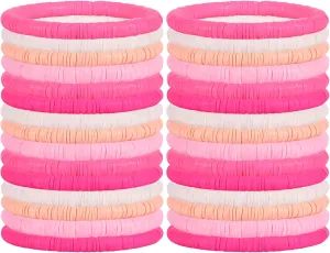 30 PCS Preppy Bracelets Heishi Summer Surfer Bracelets Stackable Beach Bracelets Clay Bead Bracelets for Women Friendship Bracelets Set Jewelry Gifts