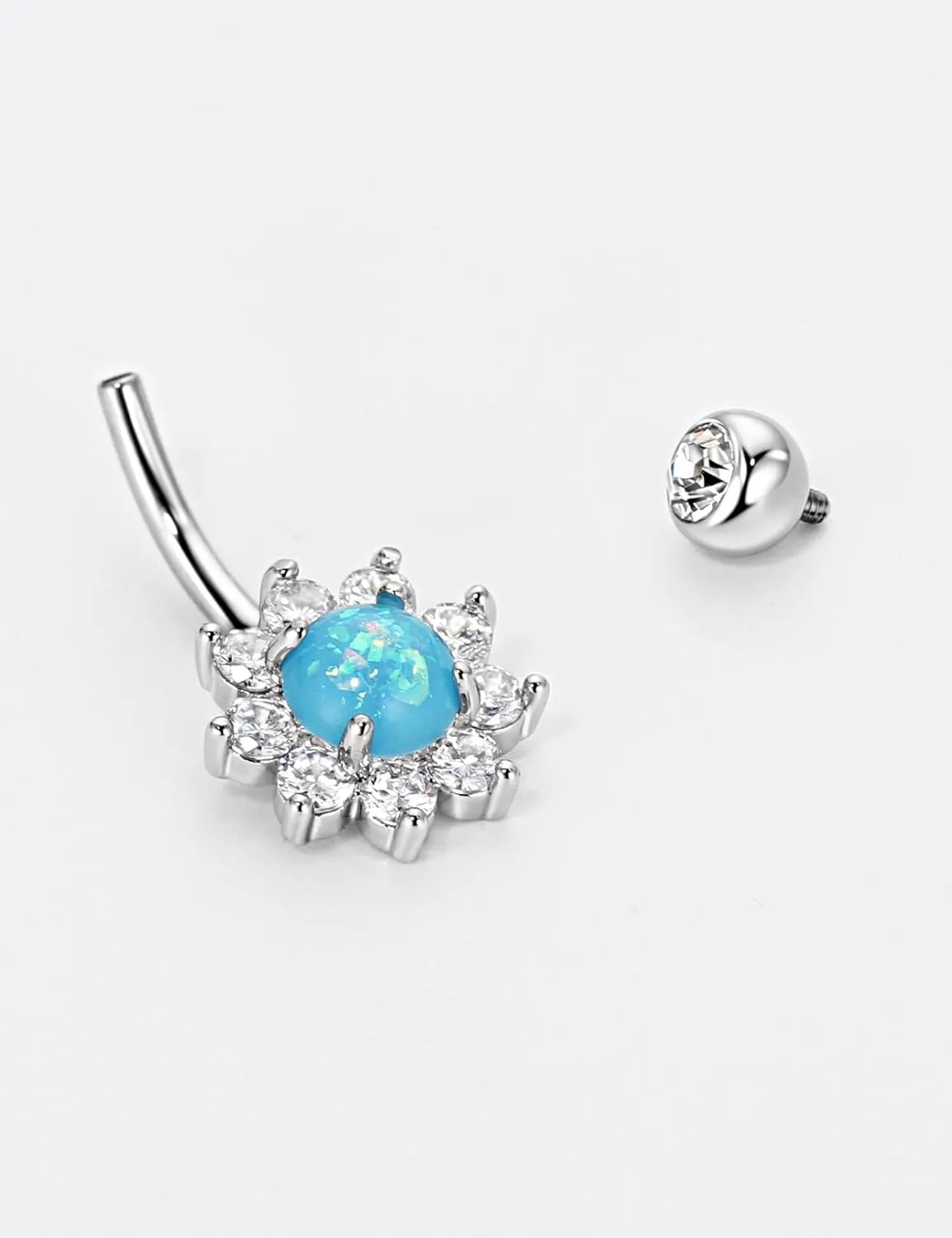 316L Surgical Steel Belly Button Rings - Cubic Zirconia Dangling Navel Rings, 14 Gauge 10 mm Screw On Piercing Stud