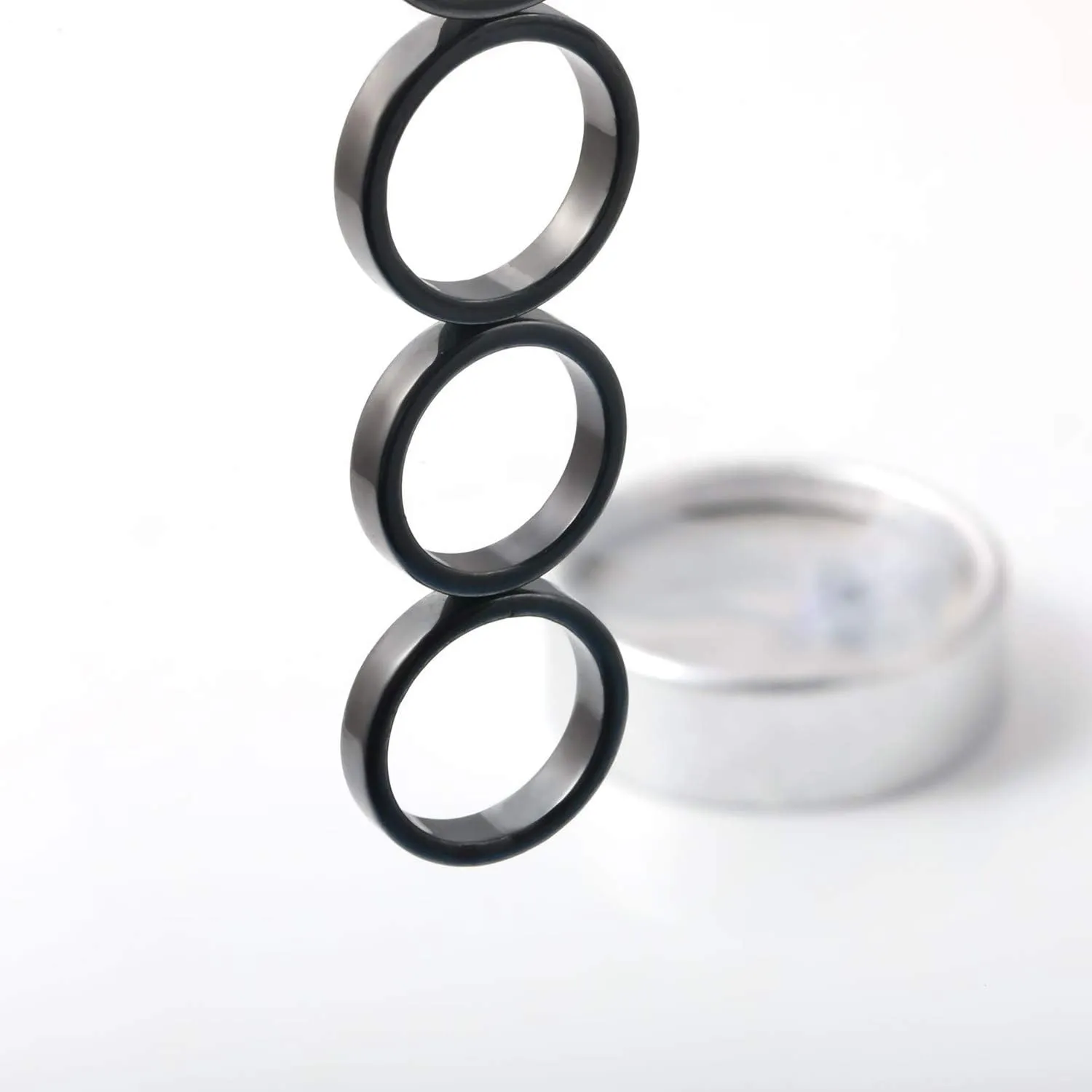 3pcs Hematite Rings for Women Men Genuine Black Hematite Stone Rings Set