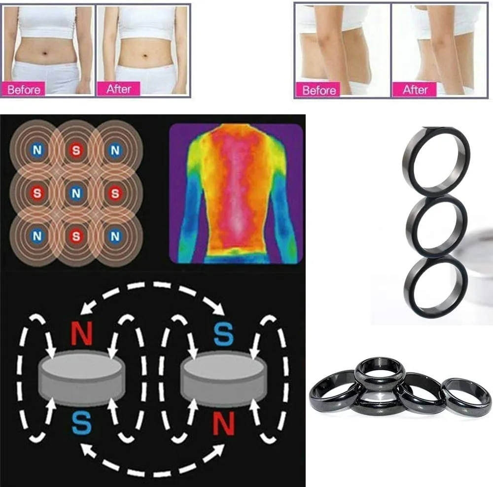 3pcs Hematite Rings for Women Men Genuine Black Hematite Stone Rings Set