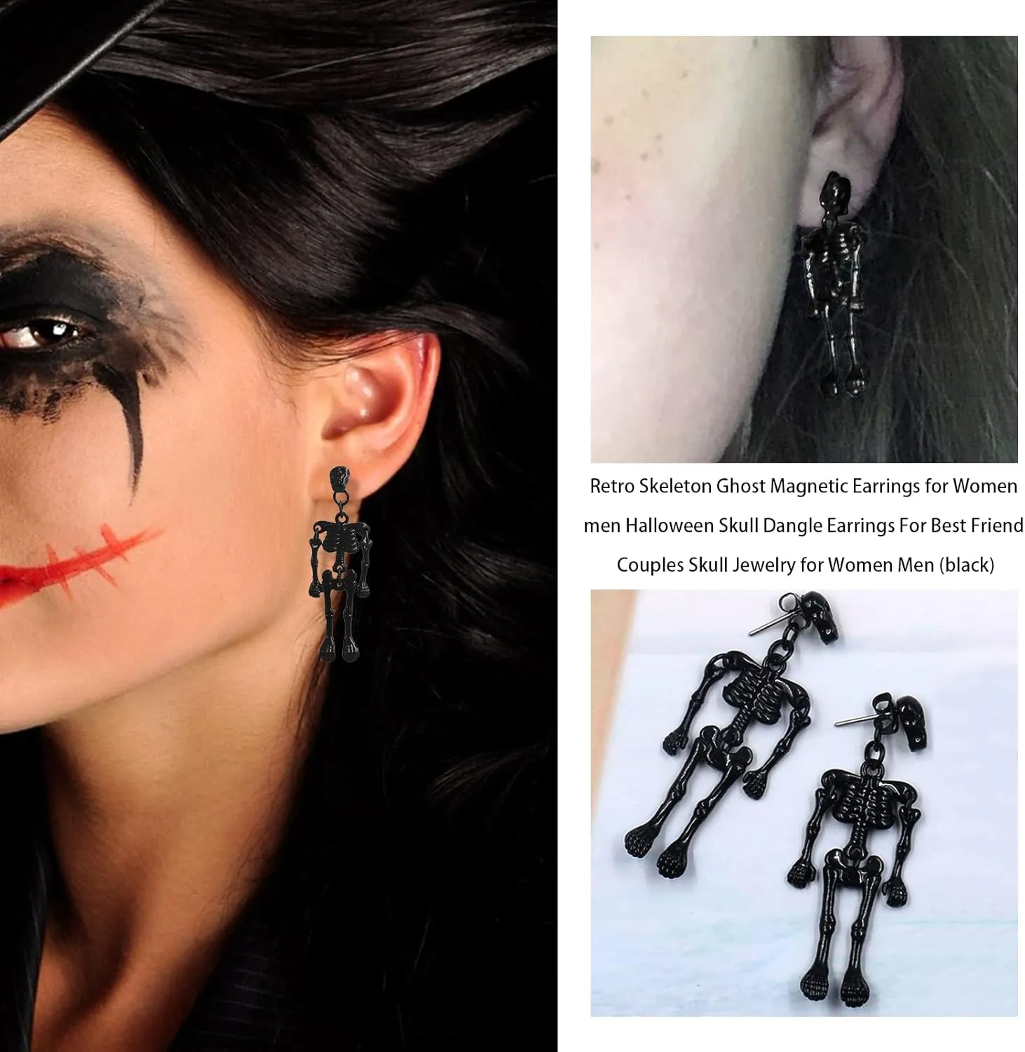 6 pairs Gothic Earrings Earrings Mask Earrings Horror Dangle Earrings for Women Cute Halloween Dangling Earrings for Party Goth Earrings for Cosplay Halloween