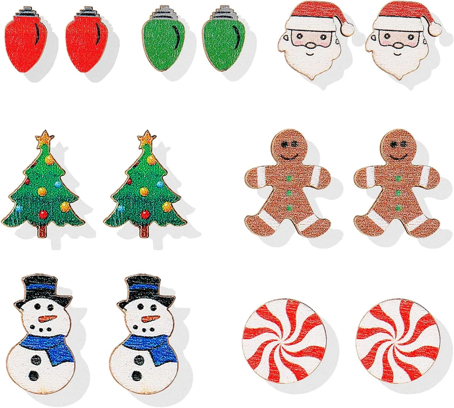 7 Pairs Christmas Stud Earrings for Women Christmas Earrings Bulk Christmas Candy Cane Snowman Santa Claus Sock Christmas Tree Earrings Christmas Gifts for Teen Girls
