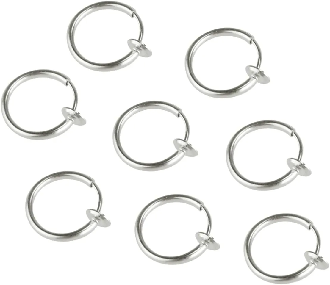 8pcs Silver Open Nose Lip Ear Piercing Rings Jewelry Lightweight Durable Jewelry for Ear Lip Nose and Belly Fashionable Design Present for