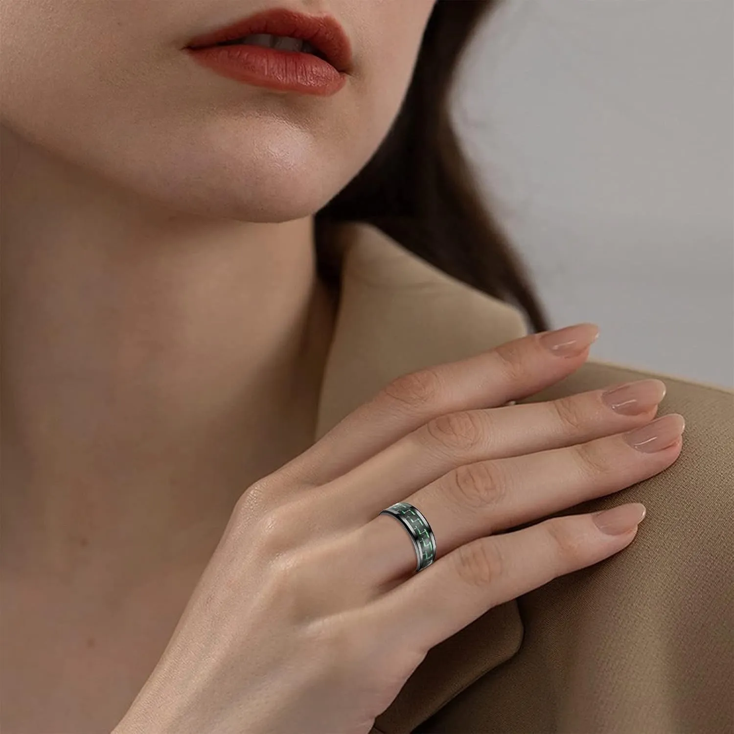 Adult Fashion New Three-color Carbon aesthetic Teen Girl Jewelry Fiber Couple Ring Titanium Steel Ring Finger Ring Dainty