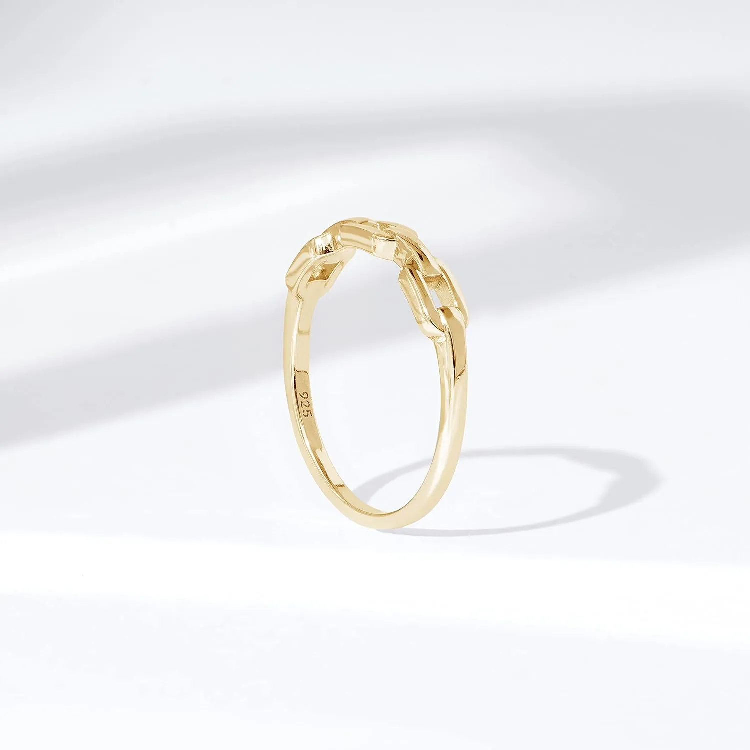 Amazon Essentials Plated Sterling Silver Chain Link Accent Ring