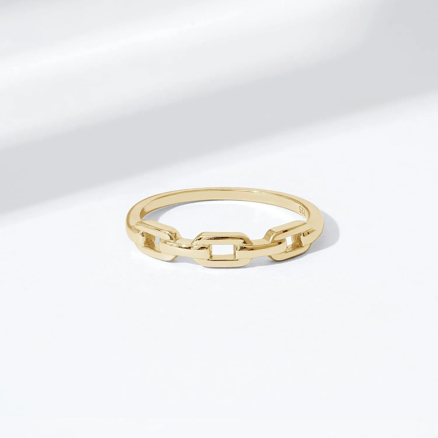 Amazon Essentials Plated Sterling Silver Chain Link Accent Ring