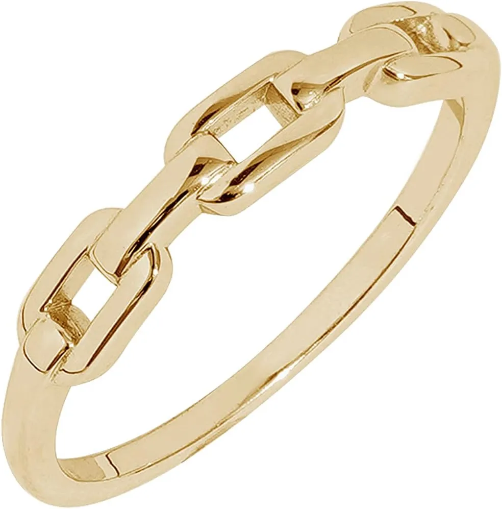 Amazon Essentials Plated Sterling Silver Chain Link Accent Ring