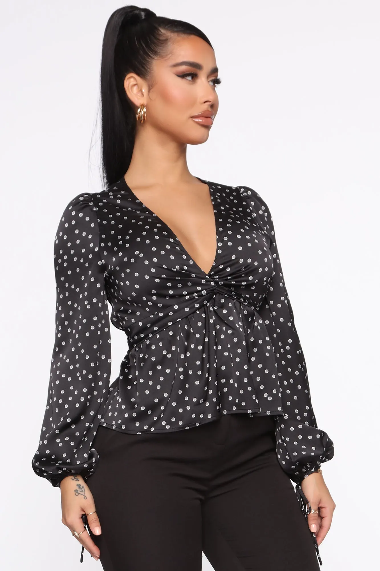 Amelia Twist Front Blouse - Black