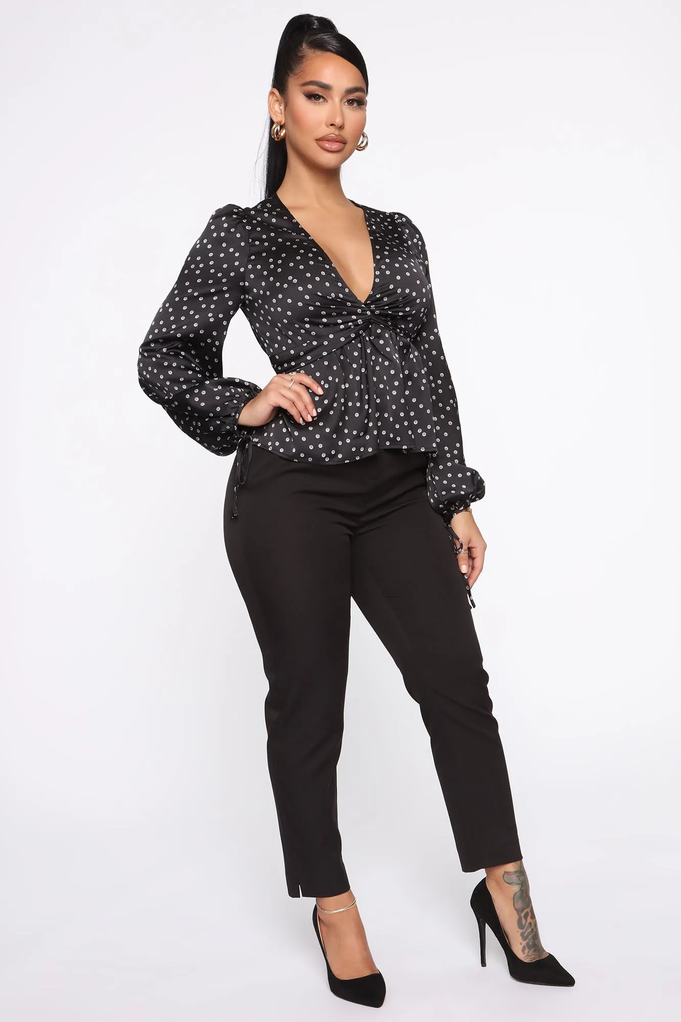 Amelia Twist Front Blouse - Black