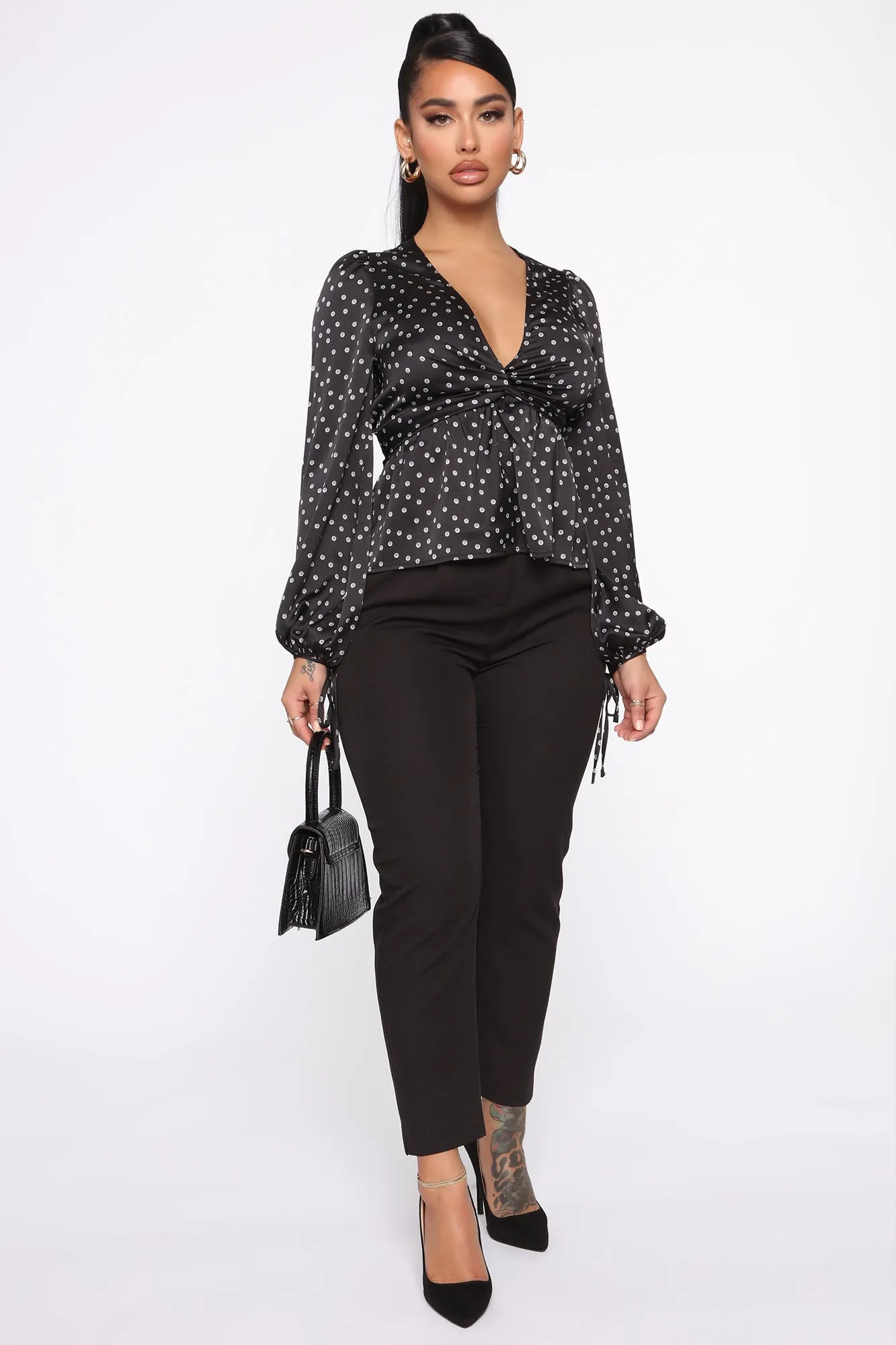 Amelia Twist Front Blouse - Black