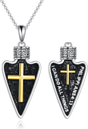 ANGSAU Soccer/Baseball/Arrowed Necklace for Men S925 Sterling Silver I Can Do All Things Inspirational Ball Sport Jewelry Gifts Pendant Necklace