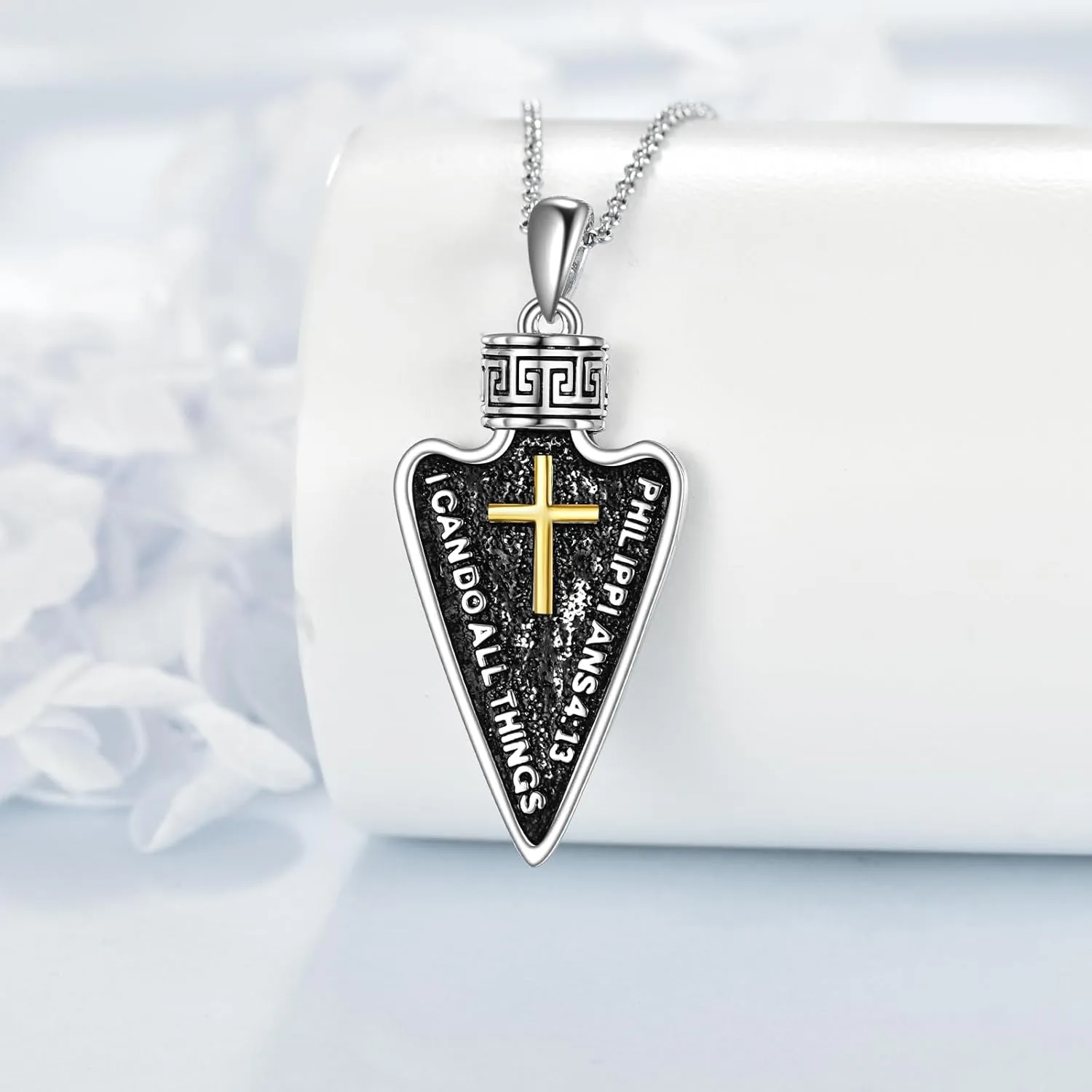 ANGSAU Soccer/Baseball/Arrowed Necklace for Men S925 Sterling Silver I Can Do All Things Inspirational Ball Sport Jewelry Gifts Pendant Necklace