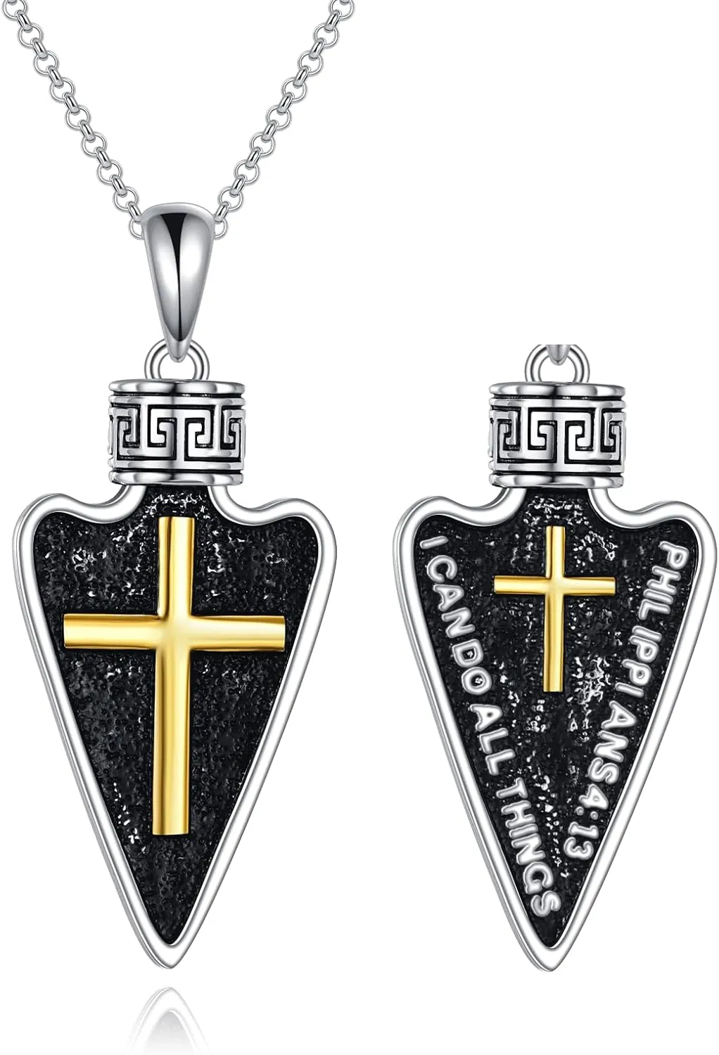 ANGSAU Soccer/Baseball/Arrowed Necklace for Men S925 Sterling Silver I Can Do All Things Inspirational Ball Sport Jewelry Gifts Pendant Necklace