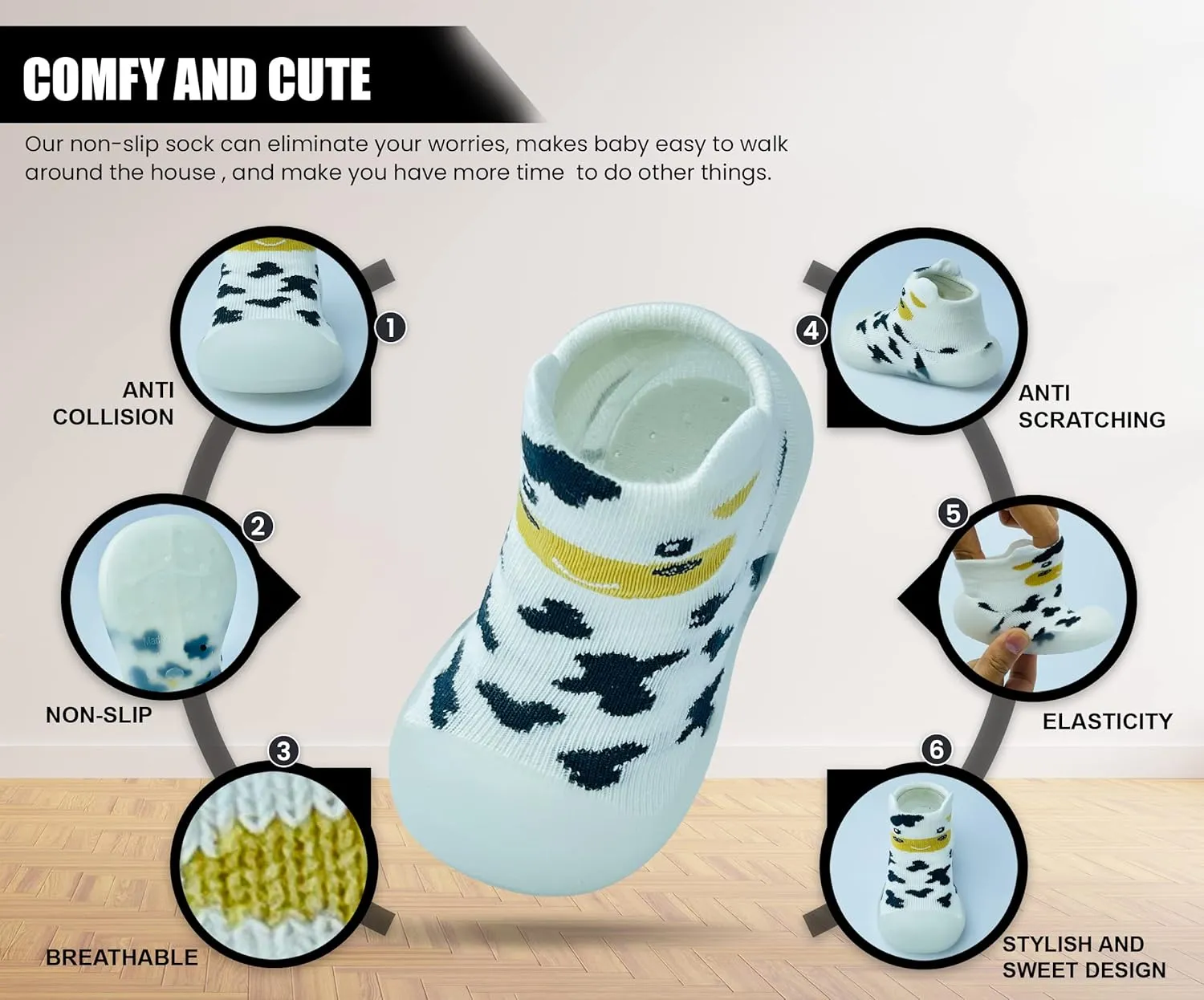 Baby Sock Shoes Boys Girls First Walking Shoes Non-Slip Slippers Soft Sole Sneakers Toddler Infant Babygirl