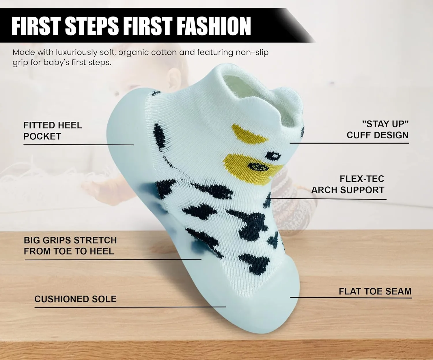 Baby Sock Shoes Boys Girls First Walking Shoes Non-Slip Slippers Soft Sole Sneakers Toddler Infant Babygirl