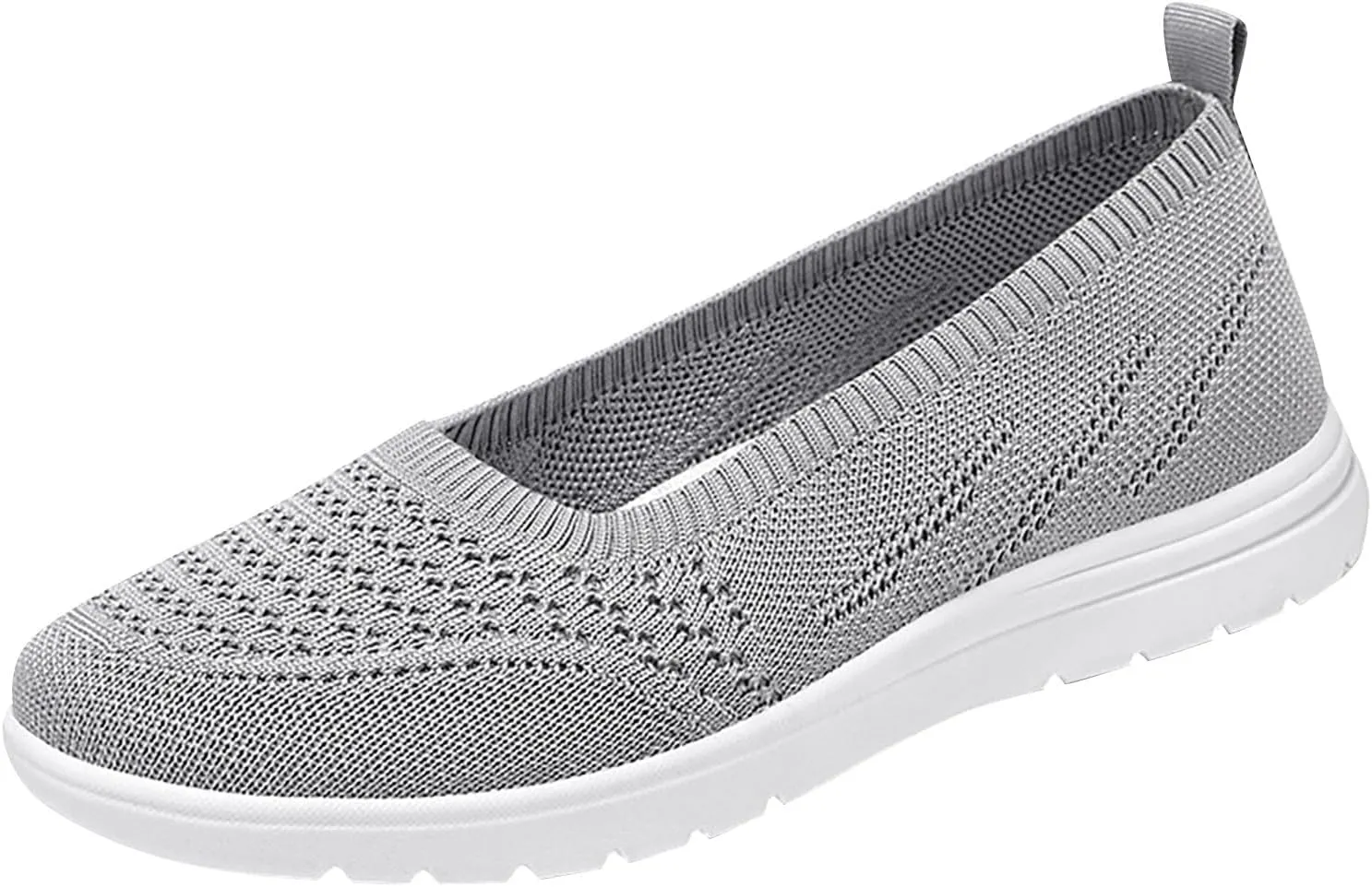 Ballerina Shoes for Women - Breathable Woven Slip-on Foam Walking Shoes - Casual Shoes for Women (3.5 UK Gray)