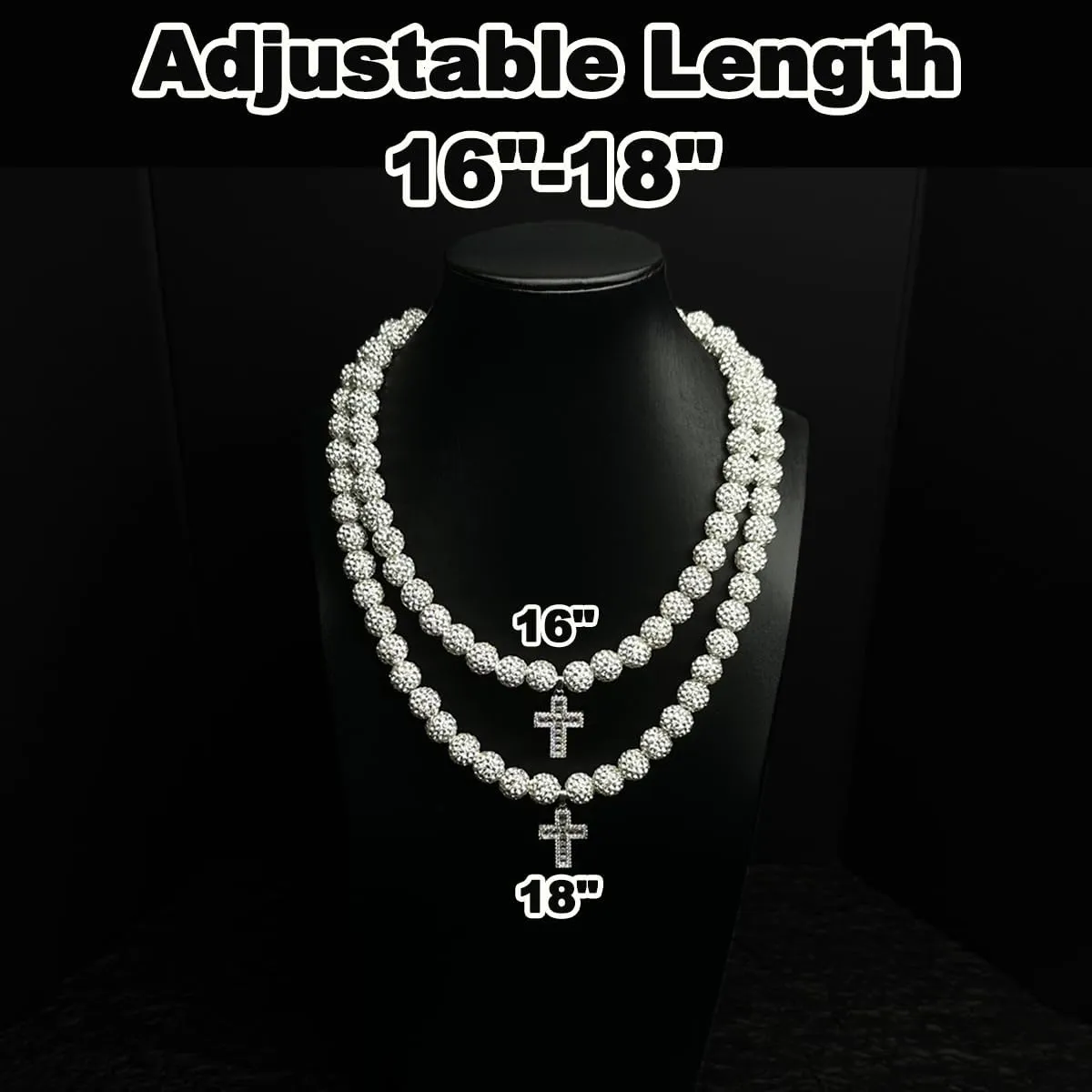 Baseball Necklaces for Boys & Mens - 16 Inch Rhinestone Bead Necklace, 18-20 Inch Baseball Cross Necklaces, Athletic-Inspired Baseball Jewelry for Team Lovers Fans