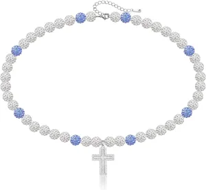 Baseball Necklaces for Boys & Mens - 16 Inch Rhinestone Bead Necklace, 18-20 Inch Baseball Cross Necklaces, Athletic-Inspired Baseball Jewelry for Team Lovers Fans