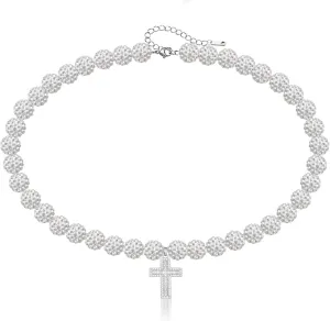 Baseball Necklaces for Boys & Mens - 16 Inch Rhinestone Bead Necklace, 18-20 Inch Baseball Cross Necklaces, Athletic-Inspired Baseball Jewelry for Team Lovers Fans