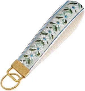 BattleTim Embroidery Floral Key Fob Keychain Wristlet Bohemia Cute Car Key Chain Holder Handmade Key Fobs Wristband for Women