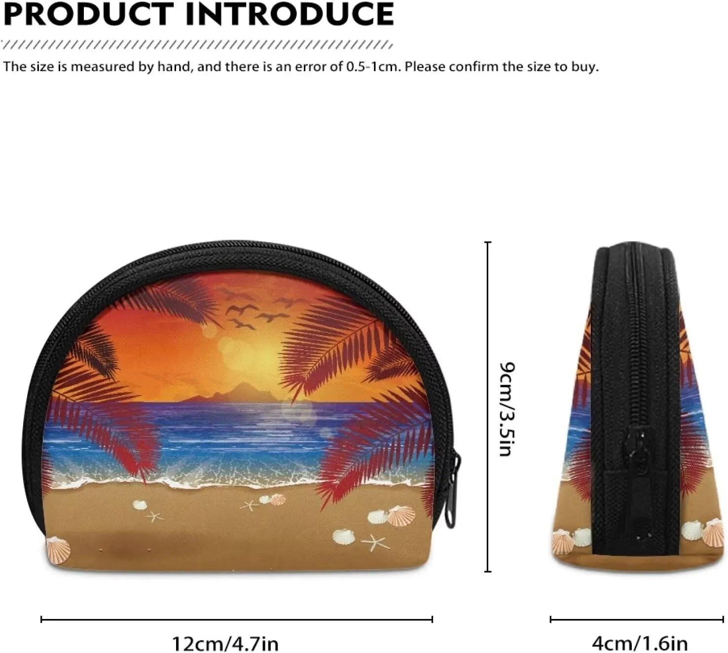 Beach Purse Organizer Pouches Coconut Tree Pochette Maquillage Small Makeup Bag Round Makeup Travel Bag Makeup Bag Zipper Pouch Travel Toiletry Zipper Pouch, CZA37