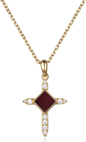 Bible Verse Cross Necklace for Women  Gold-Plated Christian Pendant with New Testament Nano Chip & Sparkling Zircons  Scripture Jewelry, Faith Gift for Her, Religious Christian Necklace for Women
