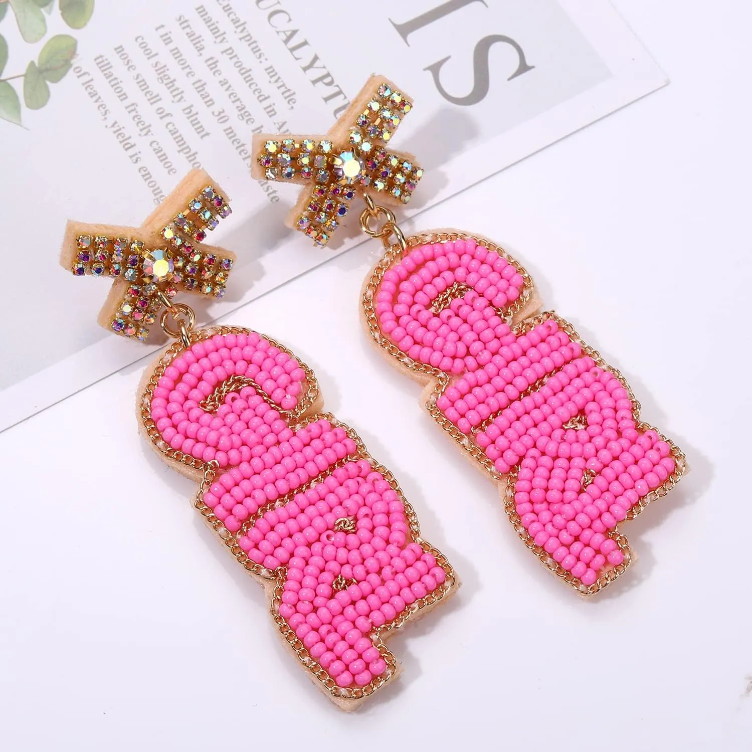 Boderier Baby Shower Earrings Beaded Boy Girl Gender Reveal Earrings Pregnancy Announcement Mom Mama to Be Gifts for Women
