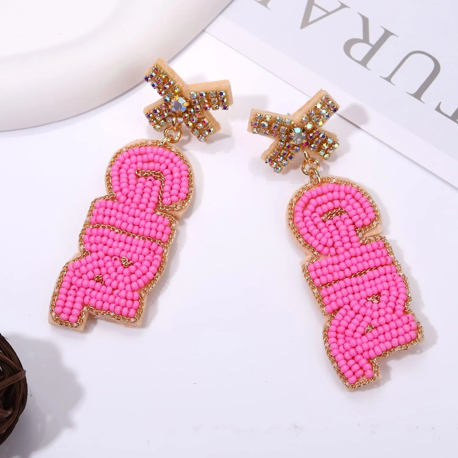 Boderier Baby Shower Earrings Beaded Boy Girl Gender Reveal Earrings Pregnancy Announcement Mom Mama to Be Gifts for Women