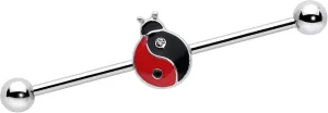 Body Candy Womens 14G 316L Surgical Steel Helix Cartilage Earring Ladybug Yin Yang Industrial Barbell 1 1/2"