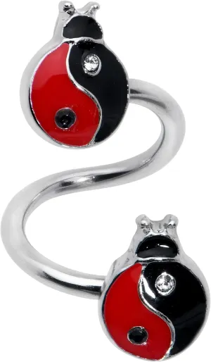 Body Candy Womens 14G 316L Surgical Steel Ladybug Yin Yang Spiral Twister Belly Button Ring Navel Ring