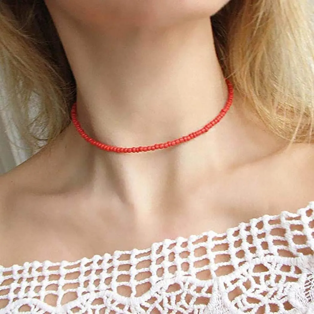 Boho Beaded Choker Necklace Colorful Short Necklaces Summer Beach Necklaces Jewelry for Women
