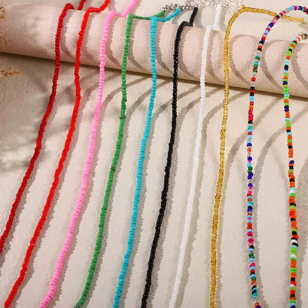 Boho Beaded Choker Necklace Colorful Short Necklaces Summer Beach Necklaces Jewelry for Women