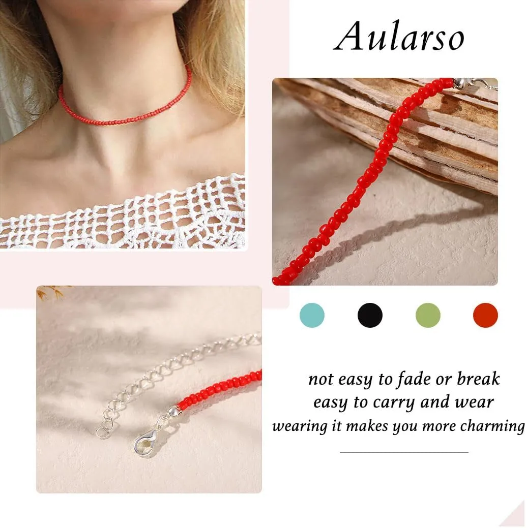 Boho Beaded Choker Necklace Colorful Short Necklaces Summer Beach Necklaces Jewelry for Women