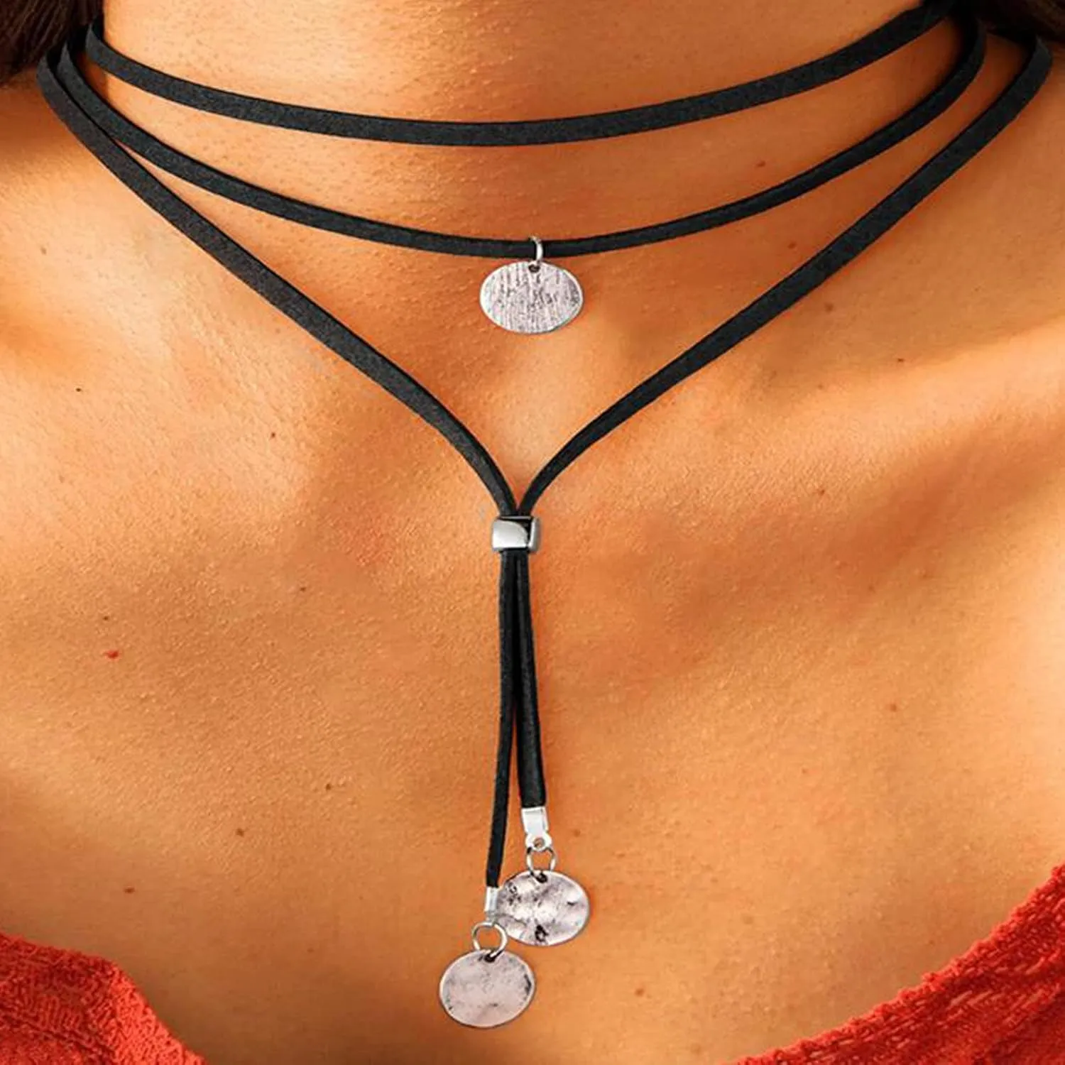 Boho Necklaces Jewelry for Women Bohemian Layered Necklaces Leather Choker Necklace Boho Jewelry Long Necklaces Fashion Jewelry Gifts