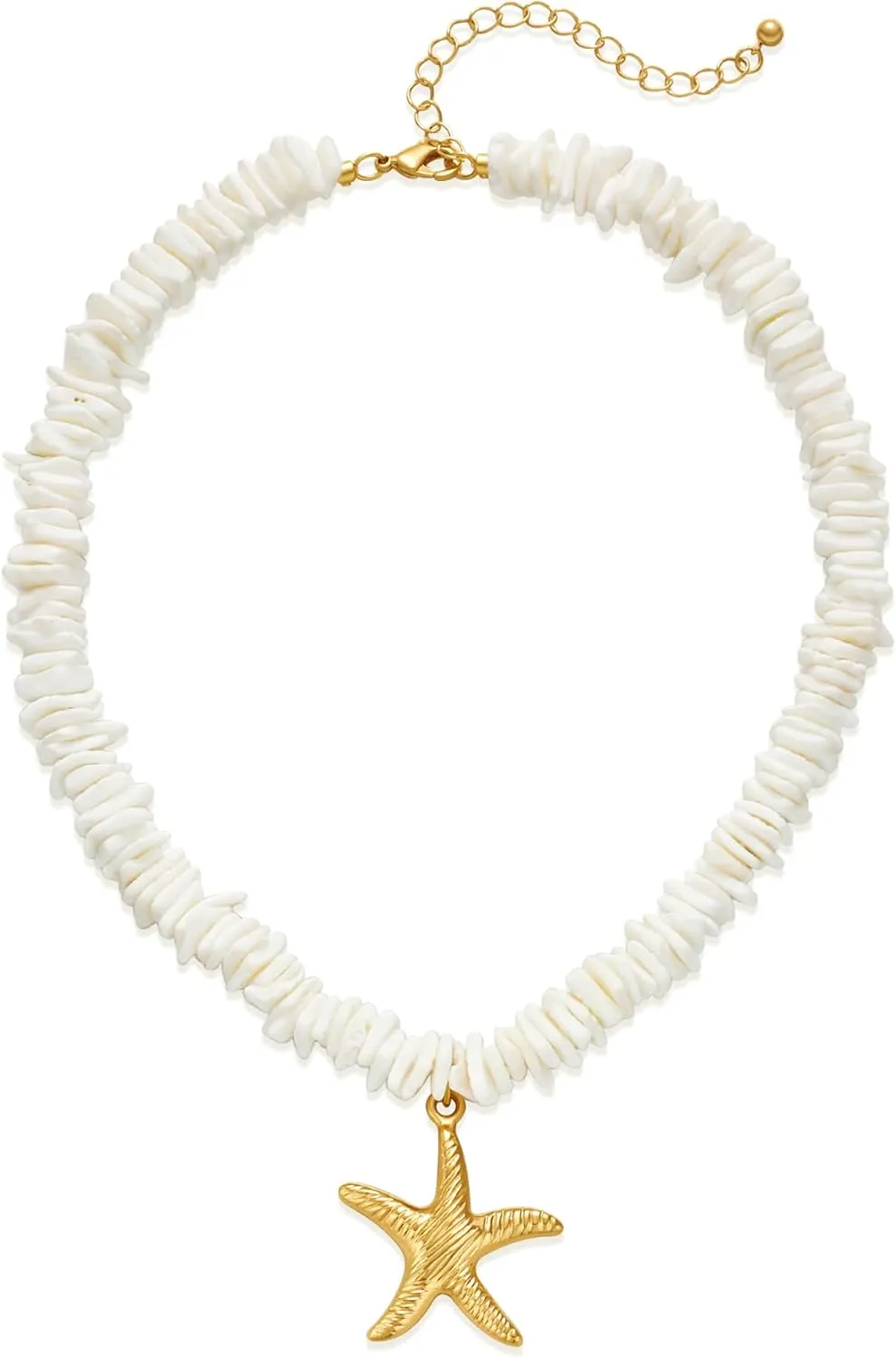 Boho Shell Necklaces for Women White Puka Chip Shell Necklaces Summer Bead Necklace Ocean Necklace