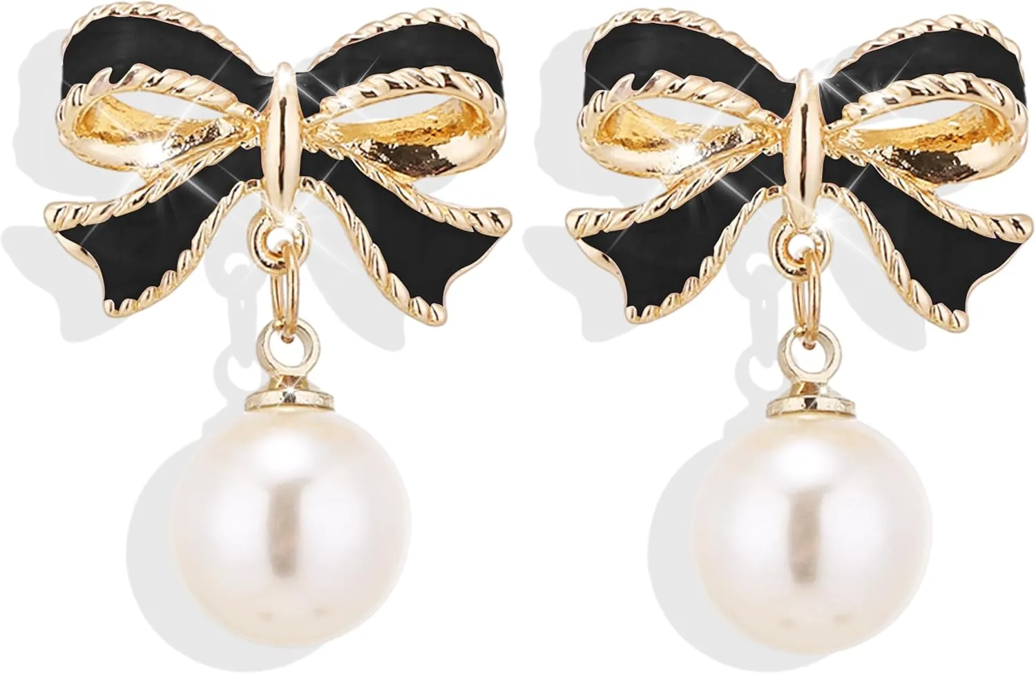 Bow Earrings for Women Pearl Bow Earrings Dangle Bowknot Earrings Pearl Drop Earrings Trendy Jewelry Gifts