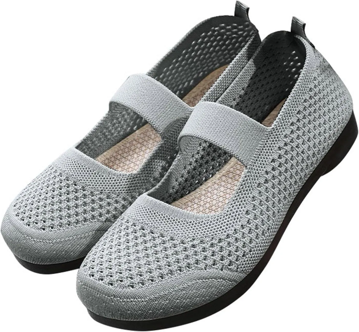 Breathable Slip On Sneakers for Women Woven Walking Shoes with and Foam Cushioning FeatuBow Design (5 UK Gray)