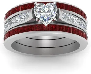 Bridal Sets Anniversary Promise Ring Couple Ring Bridal Set His Hers Women Heart Cz Wedding Engagement Ring