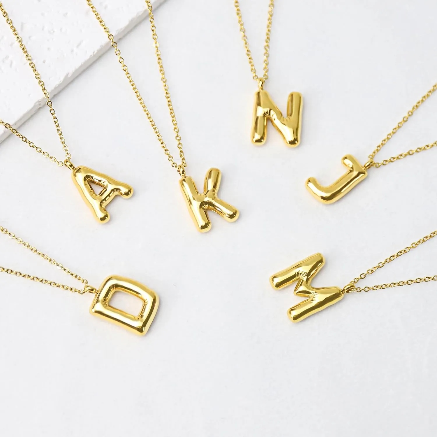 Bubble Letter Necklace Gold Women - 18K Gold Plated Initial Necklaces for women, Dainty Letter Gold Necklace, Layered Gold Necklaces, Trendy Initial Necklaces Jewelry